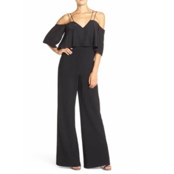 JayGodfrey Nix Off The Shoulder Wide Leg Pants Jumpsuit Size 6 - Picture 1 of 9